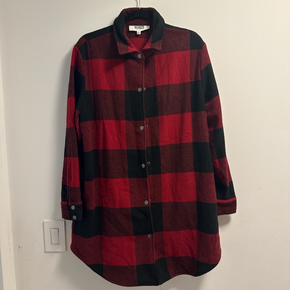 Steve Madden Red and Black Checkered Teddy Jacket